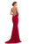 Johnathan Kayne - 9024 Jewel Framed Back Velvet Long Evening Gown In Red