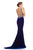 Johnathan Kayne - 9024 Jewel Framed Back Velvet Long Evening Gown In Blue