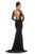 Johnathan Kayne - 9026 Bejeweled High Neck Trumpet Dress In Black