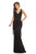 Johnathan Kayne - 9027 Jewel Studded Cascading Fringed Gown In Black