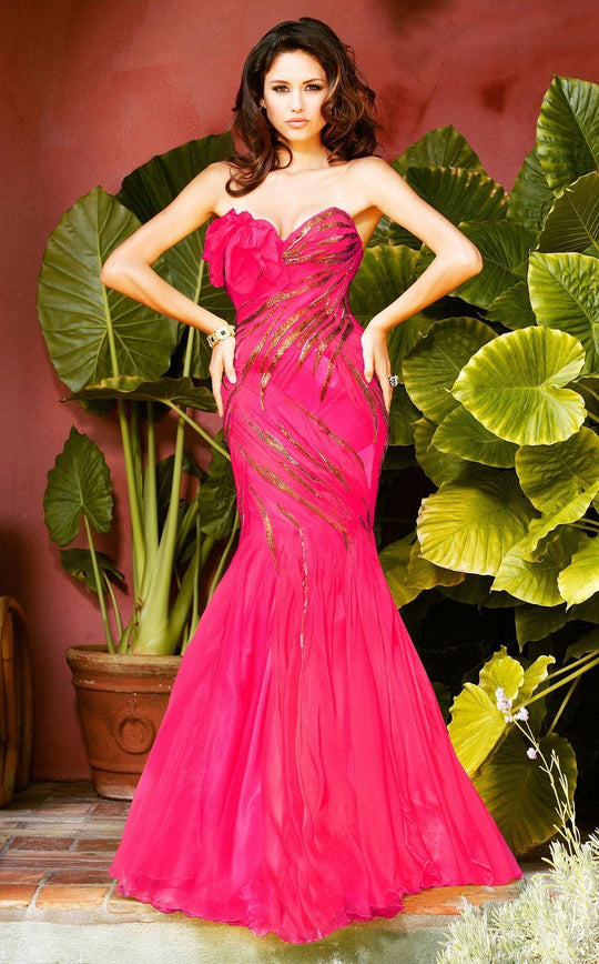 MNM Couture - 9028 Beaded Sweetheart Mermaid Dress in Pink