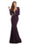 Johnathan Kayne - 9029 Embellished Long Sleeve V-neck Trumpet Dress In Purple