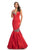Johnathan Kayne - 9030 Plunging Sweetheart Rose Appliqued Gown In Red