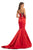 Johnathan Kayne - 9030 Plunging Sweetheart Rose Appliqued Gown In Red