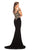 Johnathan Kayne - 9031 Gilded Foliage Beaded High Slit Velvet Gown In Black and Gold