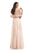 Johnathan Kayne - 9032 Lace Bateau Long A-line Dress In Pink