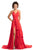 Johnathan Kayne - 9033 Sleeveless Drape Skirt Charmeuse Evening Gown In Red