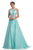 Johnathan Kayne - 9034 Embellished Halter A-line Dress With Train In Green