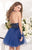 Tarik Ediz - Beaded Haltered Short Dress 90360 in Blue