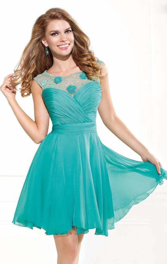 Tarik Ediz - Scoop Neck A-Line Cocktail Dress 90369 in Green