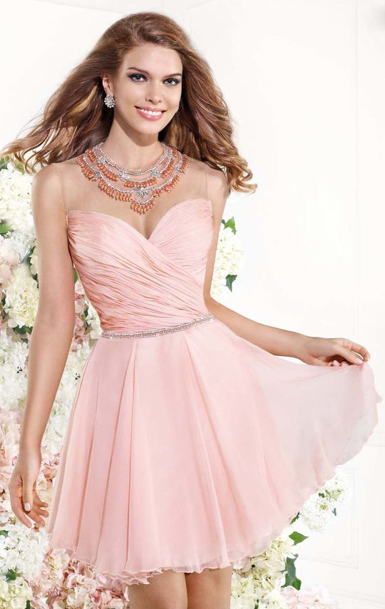 Tarik Ediz - Illusion Jewel A-Line Cocktail Dress 90377 in Pink
