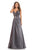 Johnathan Kayne - 9038 Embellished Pleated Sweetheart A-line Dress In Gray
