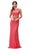 Dancing Queen - 9040XXXL Lace Bodice Illusion Midriff Prom Gown In Orange