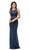 Dancing Queen - 9040XXXL Lace Bodice Illusion Midriff Prom Gown In Blue