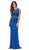 Dancing Queen - 9040XXXL Lace Bodice Illusion Midriff Prom Gown In Blue