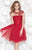 Tarik Ediz - Ruched Bodice Cocktail Dress 90408 in Red