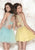 Tarik Ediz - Lace Illusion Neck A-line Dress 90409 in Blue and Yellow