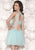 Tarik Ediz - Lace Illusion Neck A-line Dress 90409 in Blue