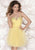 Tarik Ediz - Lace Illusion Neck A-line Dress 90409 in Yellow