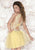 Tarik Ediz - Lace Illusion Neck A-line Dress 90409 in Yellow