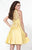Tarik Ediz - Sweetheart Neck A-Line Short Dress 90419 in Yellow