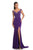 Johnathan Kayne - 9041 Embellished Cap Sleeve V-neck Trumpet Dress In Purple