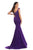 Johnathan Kayne - 9041 Embellished Cap Sleeve V-neck Trumpet Dress In Purple