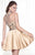 Tarik Ediz - Metallic Cocktail Dress with Overlay 90420 in Gold