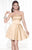 Tarik Ediz - Metallic Cocktail Dress with Overlay 90420 in Gold