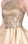 Tarik Ediz - Metallic Cocktail Dress with Overlay 90420 in Gold