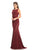 Johnathan Kayne - 9042 Contoured Illusion Stripe Mermaid Gown In Red