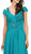 Dancing Queen - 9043 Embellished Ruched V-neck A-line Prom Dress in Blue