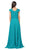 Dancing Queen - 9043 Embellished Ruched V-neck A-line Prom Dress in Blue