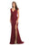 Johnathan Kayne - 9043 Plunging V-neck Glitter Knit Trumpet Dress In Red