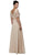 Dancing Queen - 9044 Short Sleeve Scalloped Peplum Lace Evening Dress