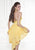 Tarik Ediz - Embroidered Lace Cocktail Dress 90448 in Yellow