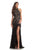 Johnathan Kayne - 9044 Halter Feather Fringed Lace Gown In Black