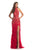 Johnathan Kayne - 9044 Halter Feather Fringed Lace Gown In Red
