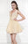 Tarik Ediz - Embroidered Bodice Cocktail Dress 90464 in Gold