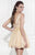 Tarik Ediz - Embroidered Bodice Cocktail Dress 90464 in Gold