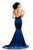 Johnathan Kayne - 9046 Jeweled High Halter Mermaid Gown With Cape In Blue