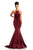 Johnathan Kayne - 9046 Jeweled High Halter Mermaid Gown With Cape In Red