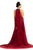 Johnathan Kayne - 9046 Jeweled High Halter Mermaid Gown With Cape In Red