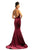 Johnathan Kayne - 9046 Jeweled High Halter Mermaid Gown With Cape In Red