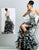 Blush - One Shoulder Ruffled Long Dress 9047 in Black and White