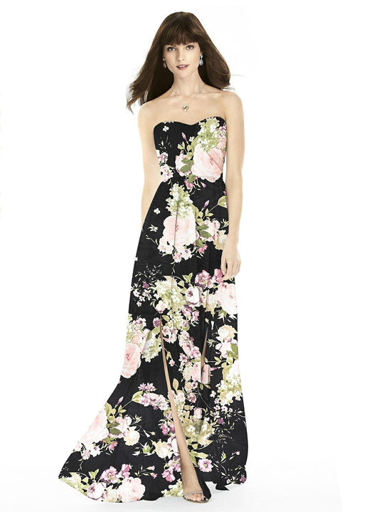 After Six - 6794 Shirred Strapless A-Line Evening Dress In Multi-Color