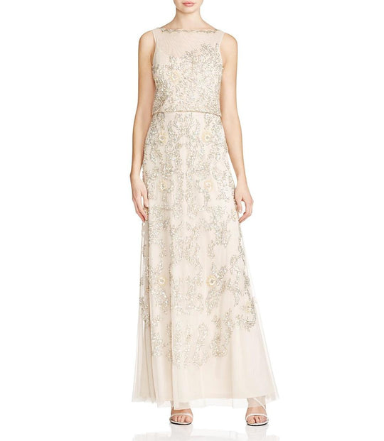 Aidan Mattox - Beaded Long Dress 54470110 in Neutral