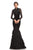 Johnathan Kayne - 9052 Long Sleeve High Neck Ruffled Mermaid Dress In Black