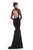Johnathan Kayne - 9052 Long Sleeve High Neck Ruffled Mermaid Dress In Black