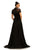 Johnathan Kayne - 9057 Embellished Velvet High Neck A-line Dress In Black